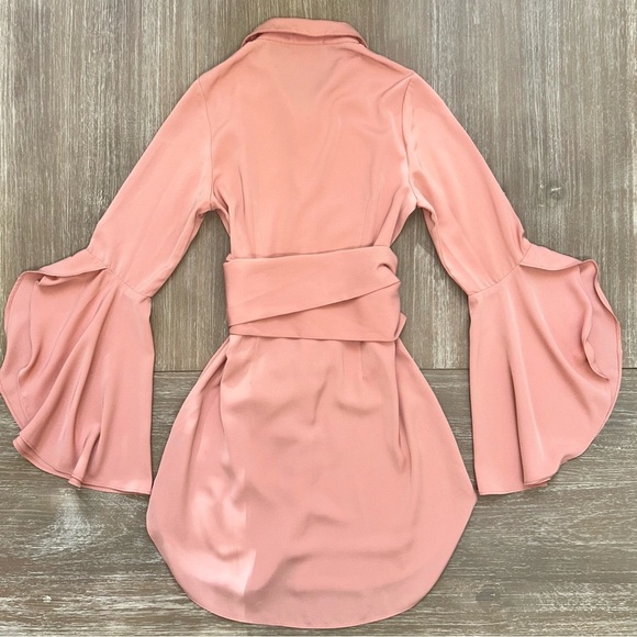 Kabana Tunic Mini Dress S Bell Sleeve Tie Waist Boho Chic Flattering Fit - Picture 6 of 13